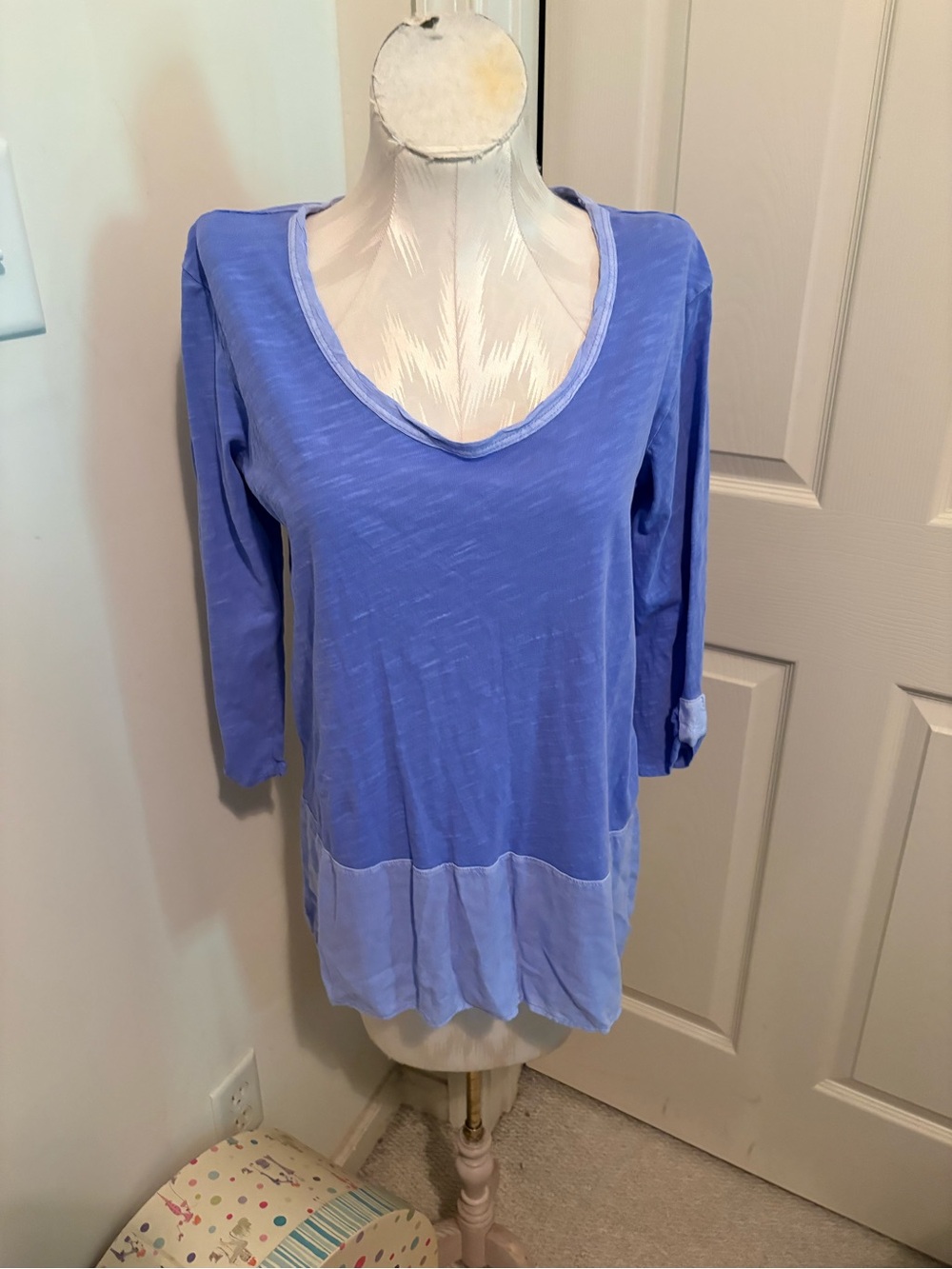 fresh produce Periwinkle Blue V-Neck Tunic with Contrast Hem nwt $59 size SM